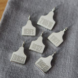 Cow Ear Tag Necklace in Sterling Silver