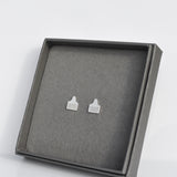 Cow Ear Tag Earrings in Sterling Silver