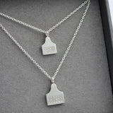 Cow Ear Tag Necklace in Sterling Silver