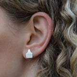 Cow Ear Tag Earrings in Sterling Silver