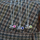Bull Nose Necklace in Sterling Silver with a Gemstone