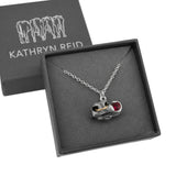 Bull Nose Necklace in Sterling Silver & 18ct Red Gold with a Gemstone