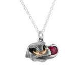 Bull Nose Necklace in Sterling Silver & 18ct Red Gold with a Gemstone