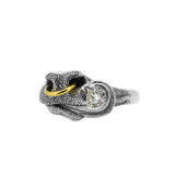Bull's Lick Nose Ring in Silver & 18ct Yellow Gold with a Gemstone