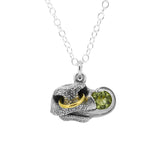 Bull Nose Necklace in Sterling Silver & 18ct Yellow Gold with a Gemstone