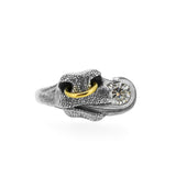 Bull's Lick Nose Ring in Silver & 18ct Yellow Gold with a Gemstone