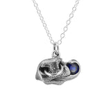 Bull Nose Necklace in Sterling Silver with a Gemstone