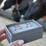 Cow Ear Tag Cufflinks in Sterling Silver