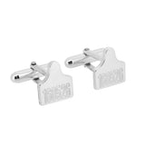 Cow Ear Tag Cufflinks in Sterling Silver