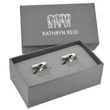 Cow Ear Tag Cufflinks in Sterling Silver