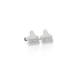 Cow Ear Tag Earrings in Sterling Silver
