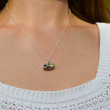 Bull Nose Necklace in Sterling Silver & 18ct Yellow Gold with a Gemstone