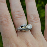 Bull's Lick Nose Ring in Silver & 18ct Yellow Gold with a Gemstone