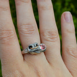 Bull's Lick Nose Ring in Silver & 18ct Red Gold with a Gemstone