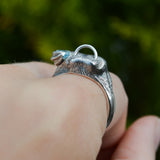Bull's Lick Nose Ring in Sterling Silver with a Gemstone