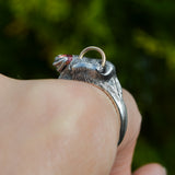 Bull's Lick Nose Ring in Silver & 18ct Red Gold with a Gemstone