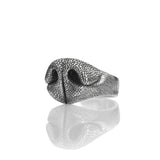silver ring in the shape of a dog's nose