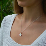 Cow Ear Tag Necklace in Sterling Silver