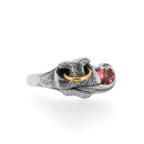 Bull's Lick Nose Ring in Silver & 18ct Red Gold with a Gemstone