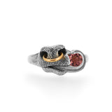 Bull's Lick Nose Ring in Silver & 18ct Red Gold with a Gemstone