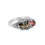 Bull's Lick Nose Ring in Silver & 18ct Red Gold with a Gemstone