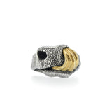 Cows Lick Nose Ring in Sterling Silver & Yellow Gold