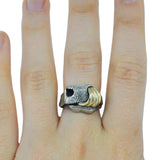 Cows Lick Nose Ring in Sterling Silver & Yellow Gold