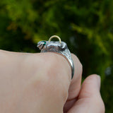 Bull's Lick Nose Ring in Silver & 18ct Yellow Gold with a Gemstone